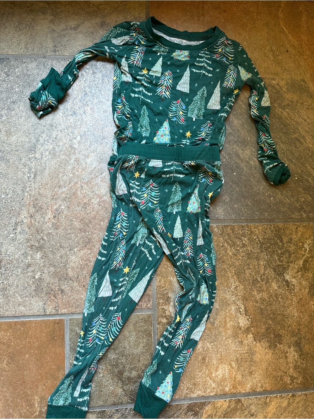 Little sleepies green Christmas tree pajamas - size